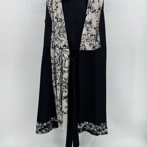 Diane Von Furstenberg Black and Cream Floral Midi Dress